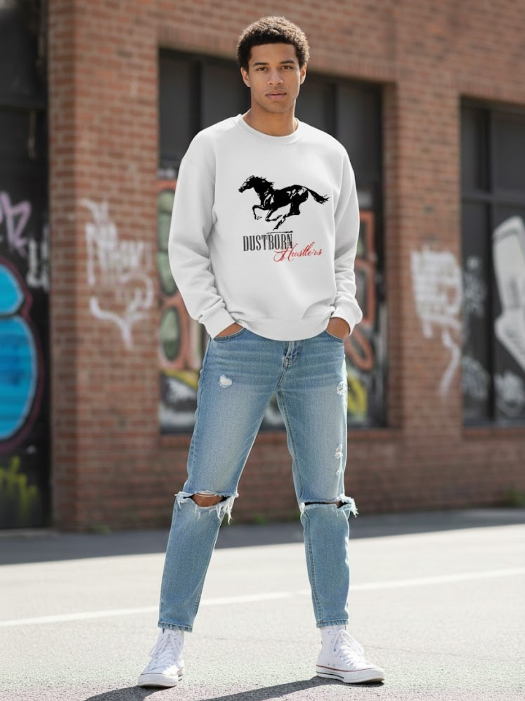 White 'Dustborn Hustlers' Sweatshirt
