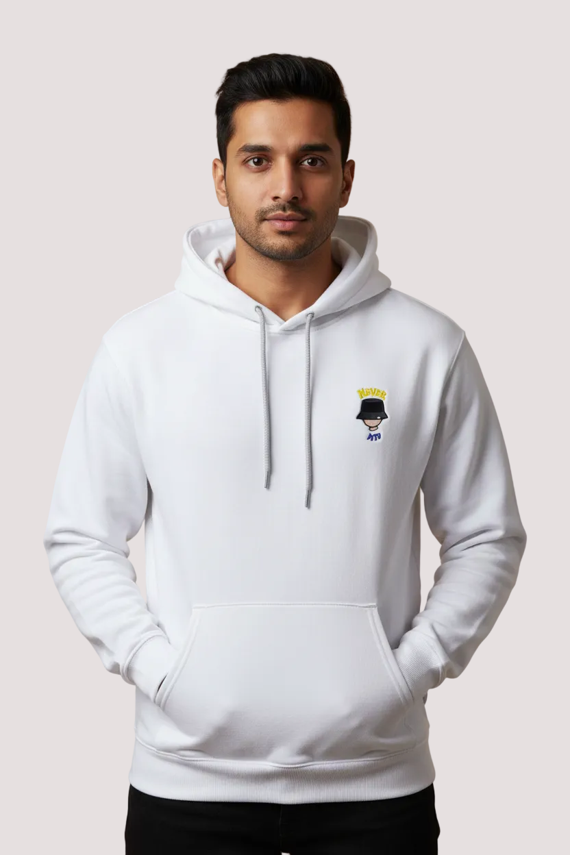 White Bucket Hat Character Hoodie
