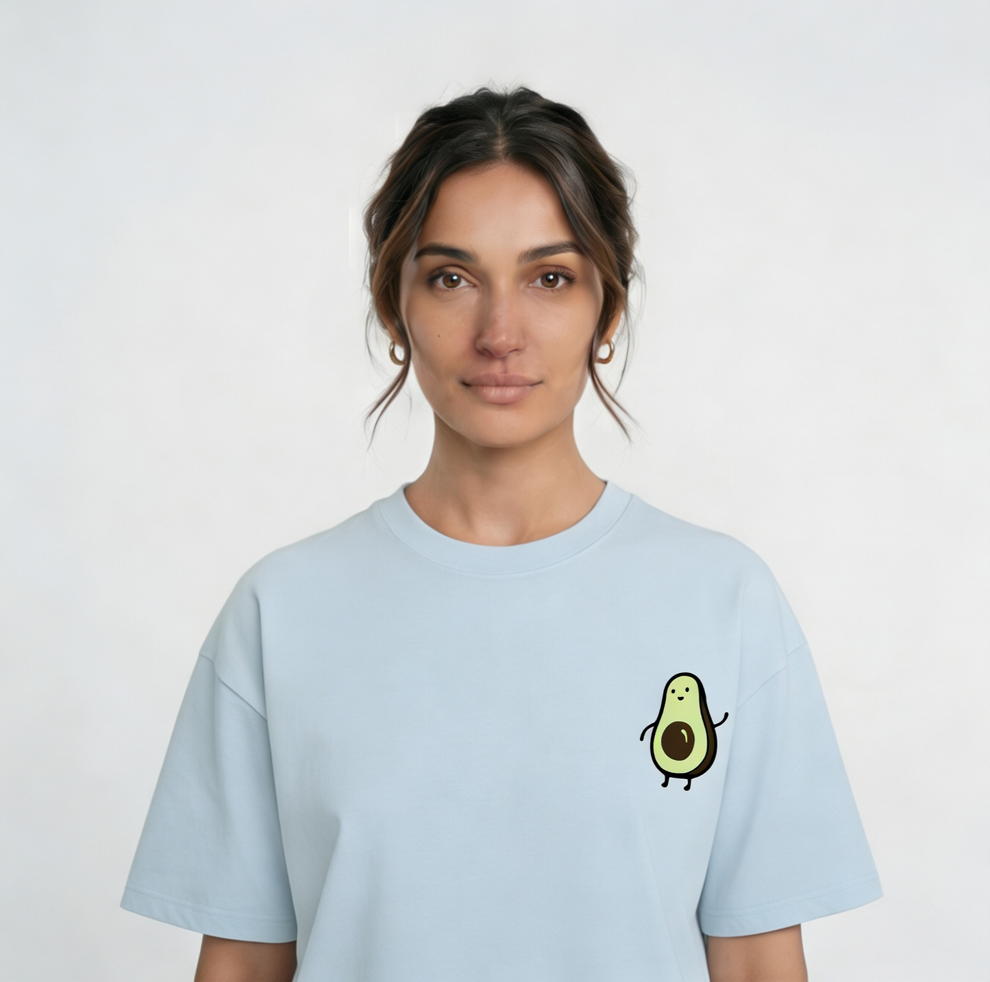 Cute Avocado In Blue Terry Oversized Tee